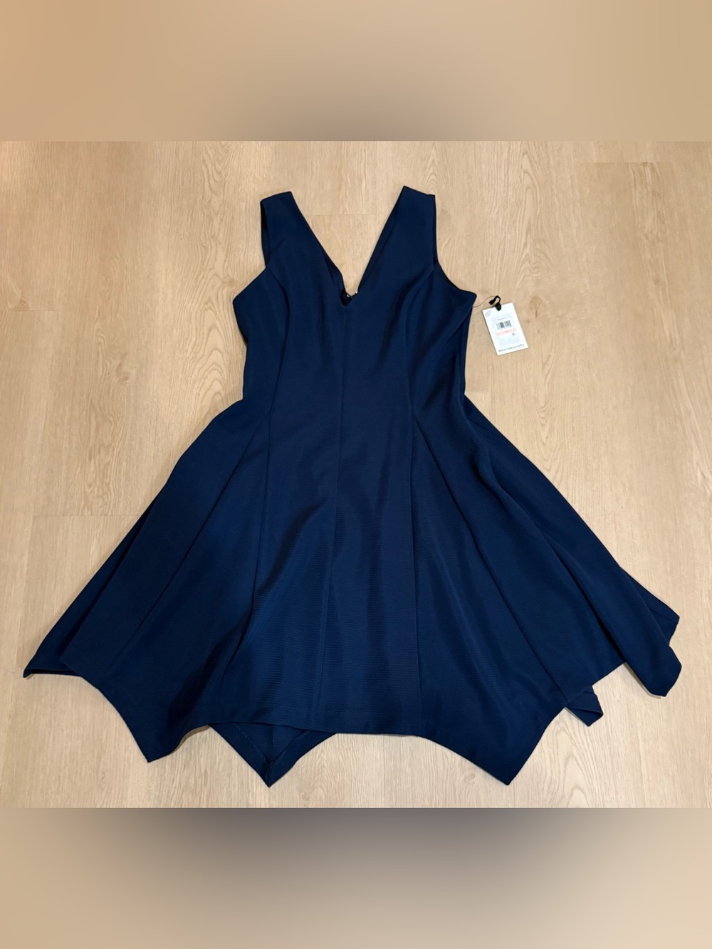 Kensie Navy Fit & Flare Handkerchief Dress NWT Size 10